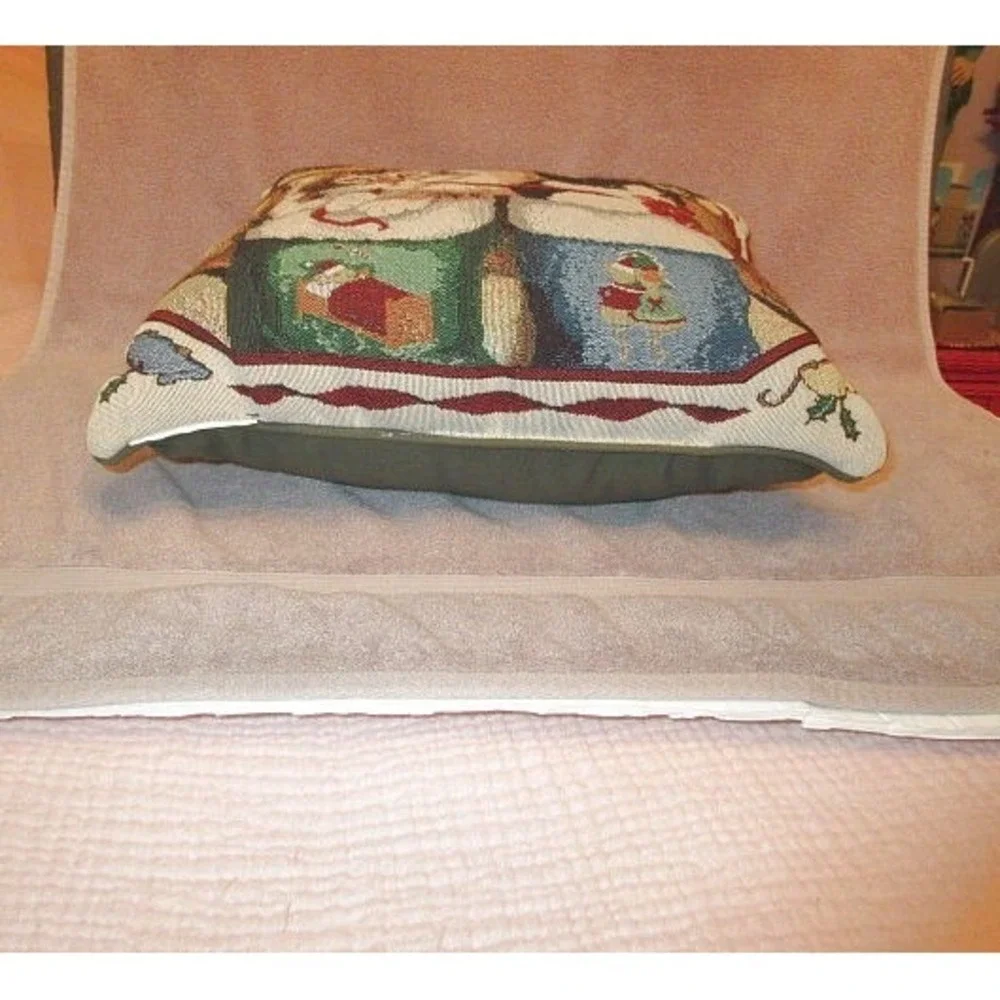 Vtg Cat Tapestry Throw Pillow 16
